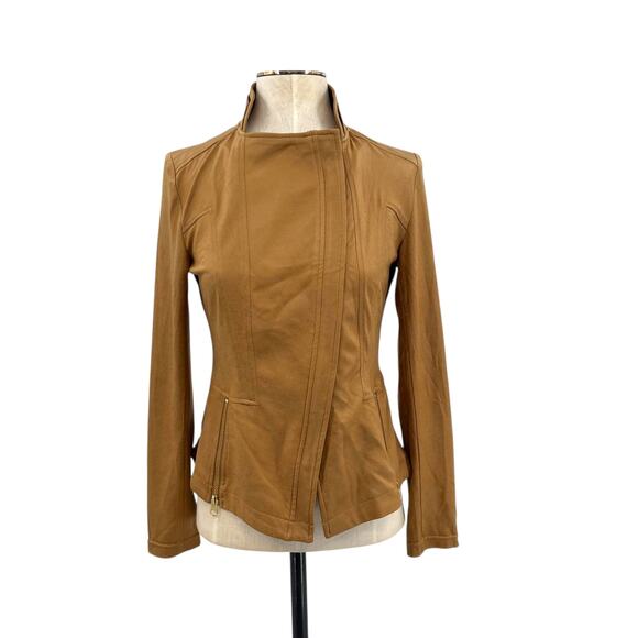 Clara‎ Sun Woo Liquid Leather Moto Jacket Camel Tan Size XS - Picture 2 of 14
